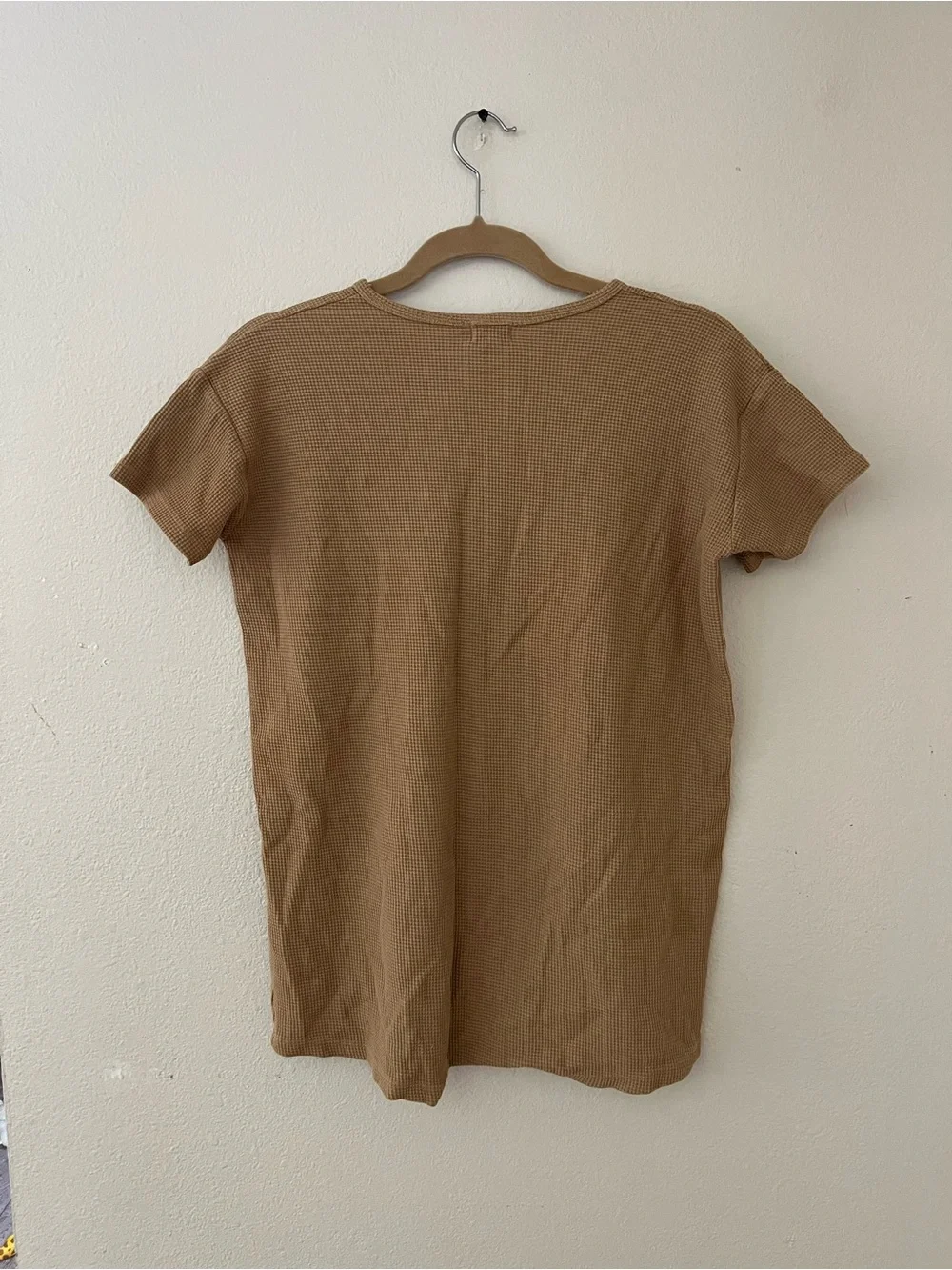 Kids Tan Waffle Henley One-Piece Bodysuit